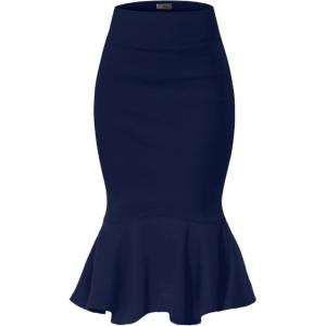 imageHybrid ampamp Company Womens Premium Nylon Ponte Stretch Office Fishtail Pencil Skirt High Waist Made in The USA Below KneeKsk450101073tnavy