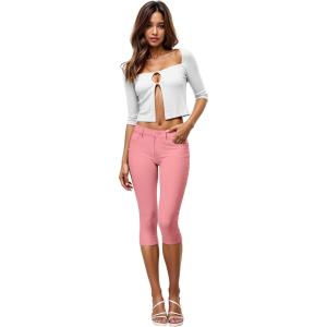 imageHybrid ampamp Company Womens Ultra Stretch Mid Rise Skinny Capri Pants with PocketsCapriblush