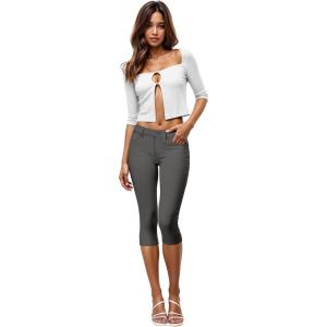 imageHybrid ampamp Company Womens Ultra Stretch Mid Rise Skinny Capri Pants with PocketsCapricharcoal