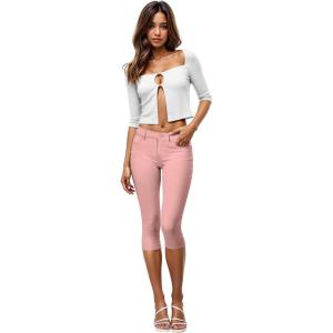 imageHybrid ampamp Company Womens Ultra Stretch Mid Rise Skinny Capri Pants with PocketsCapridustyrose