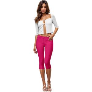imageHybrid ampamp Company Womens Ultra Stretch Mid Rise Skinny Capri Pants with PocketsCaprifuchsia