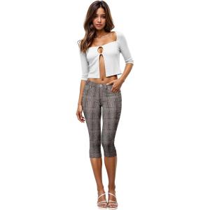 imageHybrid ampamp Company Womens Ultra Stretch Mid Rise Skinny Capri Pants with PocketsCaprikhaki
