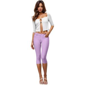 imageHybrid ampamp Company Womens Ultra Stretch Mid Rise Skinny Capri Pants with PocketsCaprililacnew