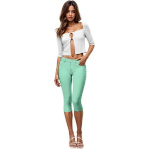 imageHybrid ampamp Company Womens Ultra Stretch Mid Rise Skinny Capri Pants with PocketsCaprimint