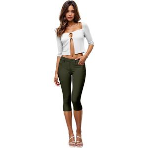 imageHybrid ampamp Company Womens Ultra Stretch Mid Rise Skinny Capri Pants with PocketsCapriolive