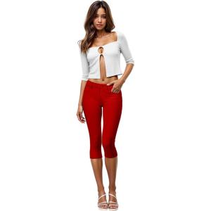 imageHybrid ampamp Company Womens Ultra Stretch Mid Rise Skinny Capri Pants with PocketsCaprired