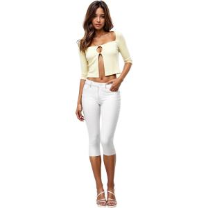 imageHybrid ampamp Company Womens Ultra Stretch Mid Rise Skinny Capri Pants with PocketsCapriwhite