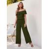 imageHybrid ampamp Company Women Casual Off Shoulder High Waist Pants Romper Wide Leg JumpsuitTexturedolive