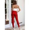 imageHybrid ampamp Company Womens Hyper Ultra Stretch Comfy Skinny Leg 3 Button Wide Waist Work Casual PantsRed