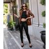 imageHybrid ampamp Company Womens Skinny Stretch Fashion Casual Coated PantsBlack