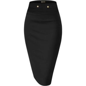 imageHybrid ampamp Company Womens Pencil Skirt Premium Nylon Ponte Stretch Office Made in The USA Below KneeKsk45006black