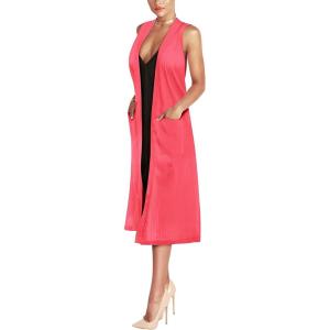imageHybrid ampamp Company Womens Casual Sleeveless Open Front Drape CardiganNeon Pink