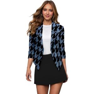 imageHybrid ampamp Company Womens Casual Work Office Blazer Jacket Open Front Shawl with 34 Scrunch Sleeves11394blkblu