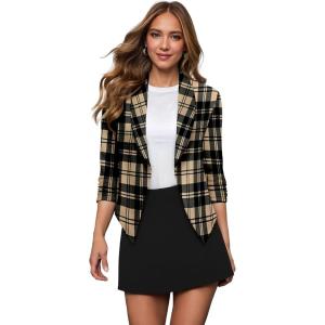 imageHybrid ampamp Company Womens Casual Work Office Blazer Jacket Open Front Shawl with 34 Scrunch Sleeves11396blktau