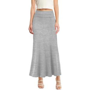 imageHybrid ampamp Company Womens Stretch Lightweight Flowy Maxi Skirt  Casual Fold Over Waist Made in USAHeathergrey