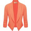 imageHybrid ampamp Company Lightweight Open Front Cardigan Classic Ruched Sleeve Work Office Blazer Suit JacketsNeon Coral