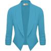 imageHybrid ampamp Company Lightweight Open Front Cardigan Classic Ruched Sleeve Work Office Blazer Suit JacketsTurquoise