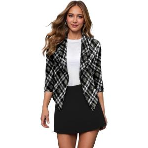 imageHybrid ampamp Company Womens Casual Work Office Blazer Jacket Open Front Shawl with 34 Scrunch Sleeves462059olvmlt