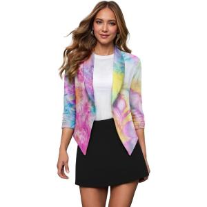 imageHybrid ampamp Company Womens Casual Work Office Blazer Jacket Open Front Shawl with 34 Scrunch Sleeves7701lavender M