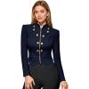 imageHybrid ampamp Company Womens Blazer Cropped Ponte Fabric Open Front Zipper Dress Jacket Casual Slim JacketNavy