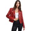 imageOlivia Miller Womens Faux Leather Zip Up Moto Biker JacketJk5208red