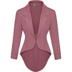 imageHybrid ampamp Company Womens Casual Work High Low Blazer Jacket  JK455901073tdark Rose