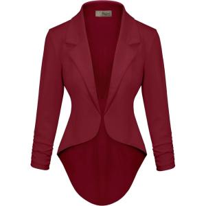 imageHybrid ampamp Company Womens Casual Work High Low Blazer Jacket  JK455901073tdarkred