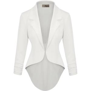 imageHybrid ampamp Company Womens Casual Work High Low Blazer Jacket  JK455901073tivory