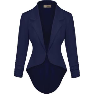 imageHybrid ampamp Company Womens Casual Work High Low Blazer Jacket  JK455901073tnavy