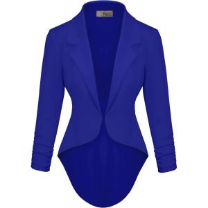 imageHybrid ampamp Company Womens Casual Work High Low Blazer Jacket  JK455901073troyal