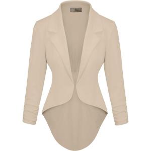 imageHybrid ampamp Company Womens Casual Work High Low Blazer Jacket  JK455901073tstone