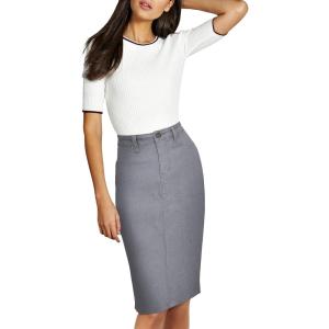imageLexi Womens Stretch Pencil Skirts with Functional Pockets A Line ampamp Destructed Mini Denim SkirtsGrey