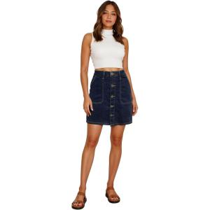 imageLexi Womens Stretch Pencil Skirts with Functional Pockets A Line ampamp Destructed Mini Denim SkirtsSks48014indigo