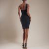 imageHybrid ampamp Company Womens Stylish One Shoulder Knotted Bodycon Straps DressDrbdh243black