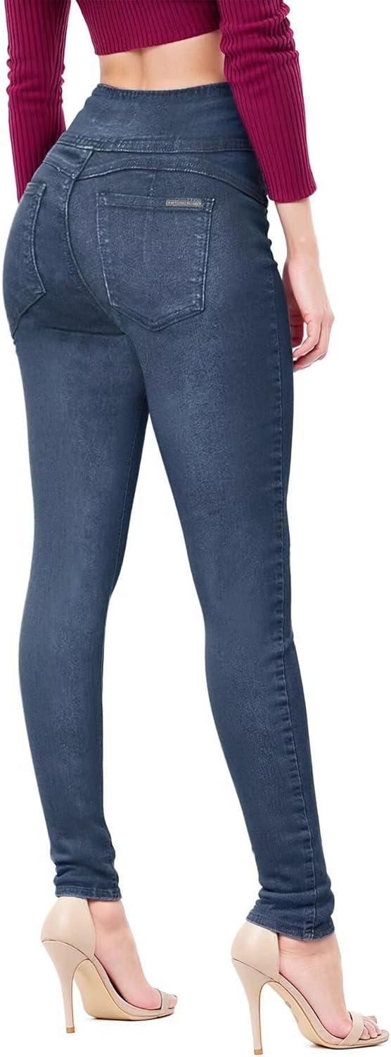 imageHybrid ampamp Company Womens Butt Lift Skinny High Waisted V3 Super Comfy Stretch Denim PantsDestructedmedblu
