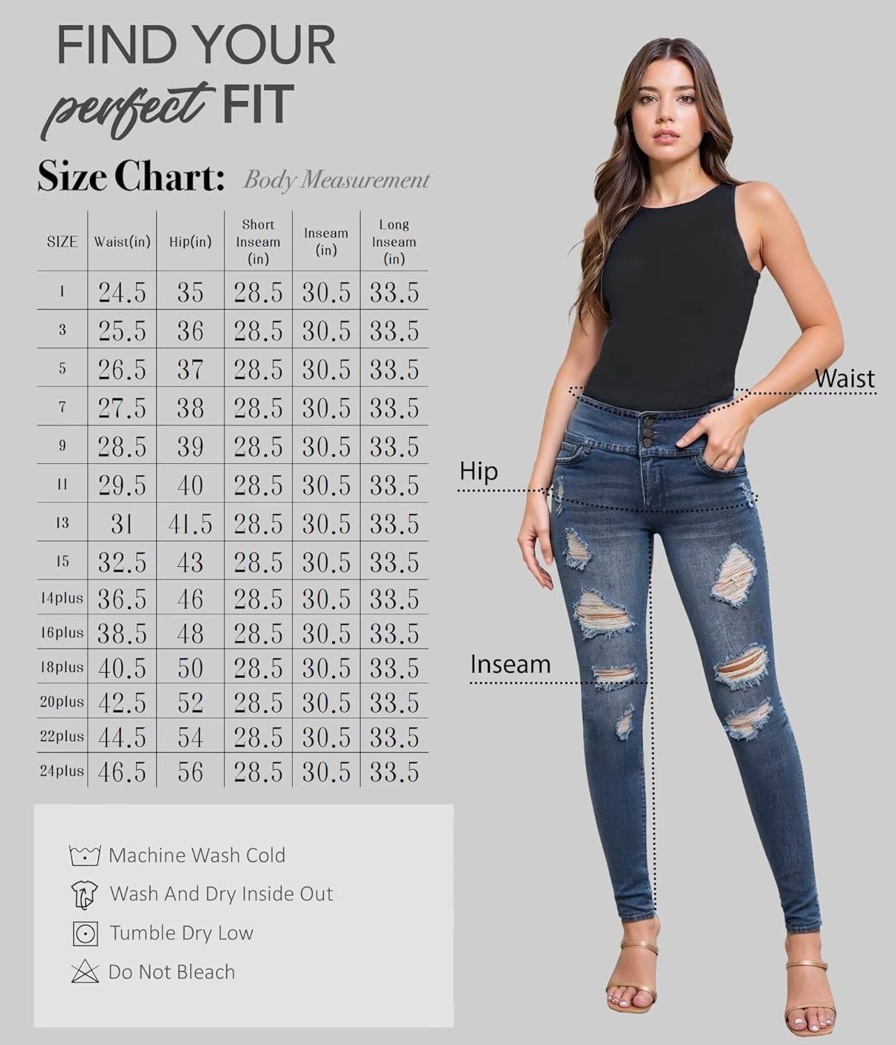 imageHybrid ampamp Company Womens Butt Lift Skinny High Waisted V3 Super Comfy Stretch Denim PantsDestructedmedblu