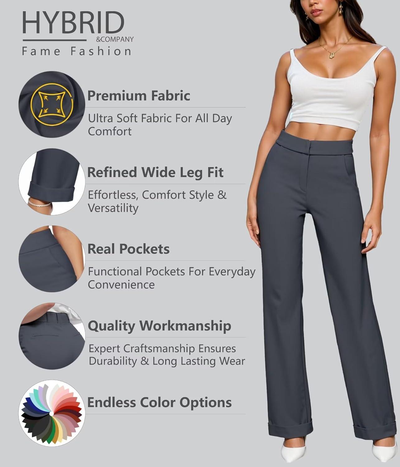 imageHybrid ampamp Company Womens High Waisted Straight Leg Suit Pants Business Work Casual Slacks TrousersCharcoal