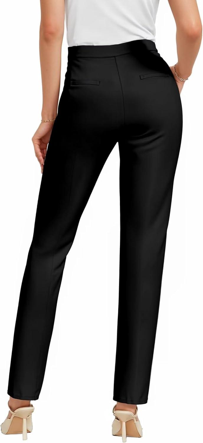 imageHybrid ampamp Company Womens Straight Leg Pull On Pants  Ultra Stretch Ponte  Office ampamp Casual WearBlack