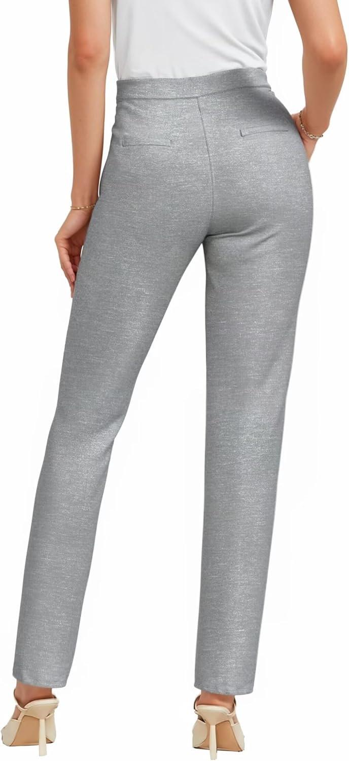 imageHybrid ampamp Company Womens Straight Leg Pull On Pants  Ultra Stretch Ponte  Office ampamp Casual WearGrey
