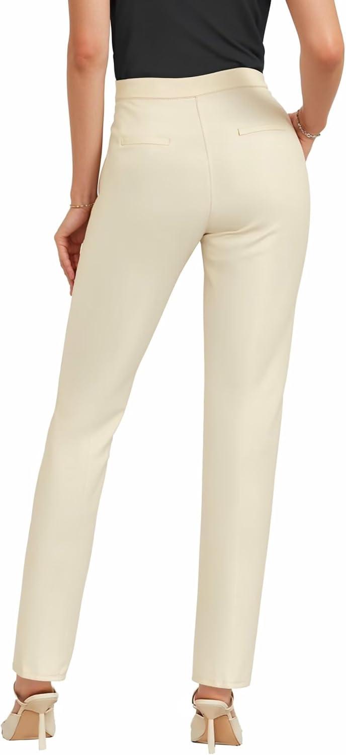 imageHybrid ampamp Company Womens Straight Leg Pull On Pants  Ultra Stretch Ponte  Office ampamp Casual WearIvory