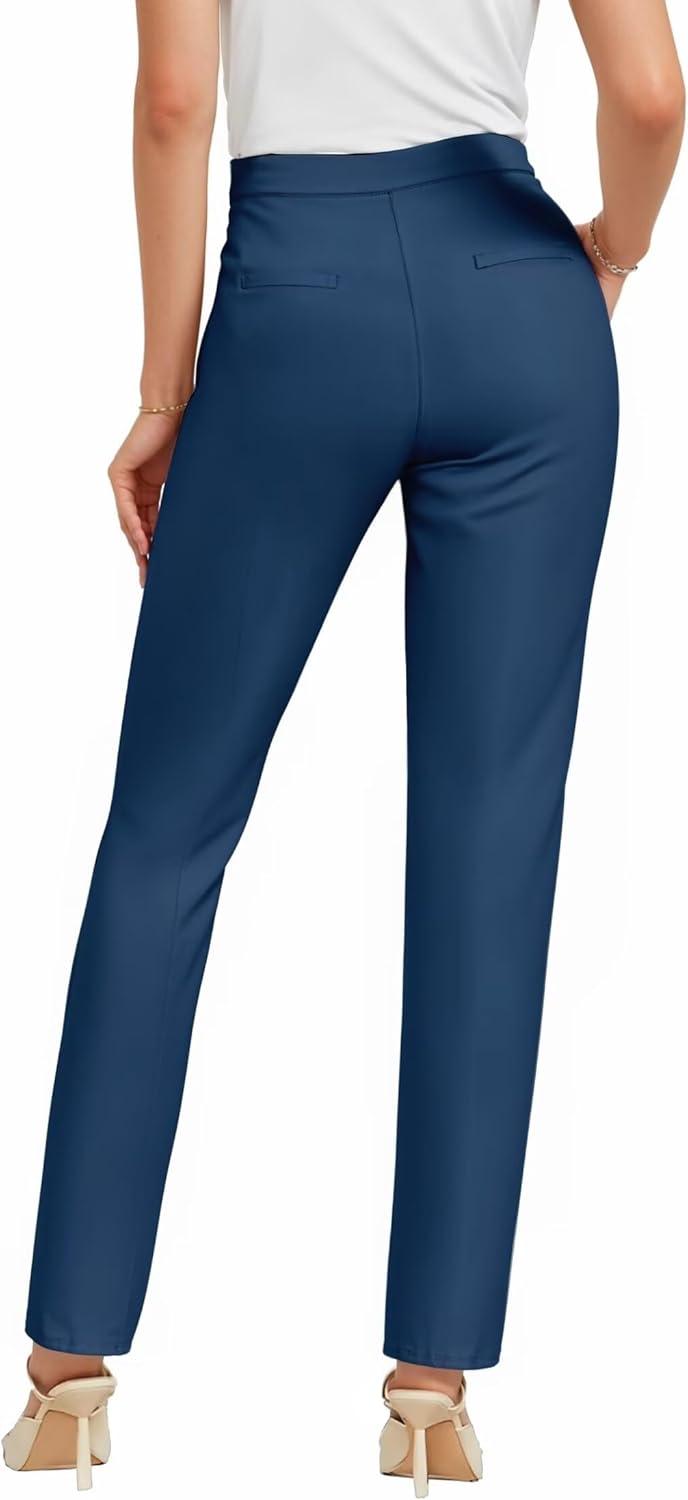 imageHybrid ampamp Company Womens Straight Leg Pull On Pants  Ultra Stretch Ponte  Office ampamp Casual WearNavy