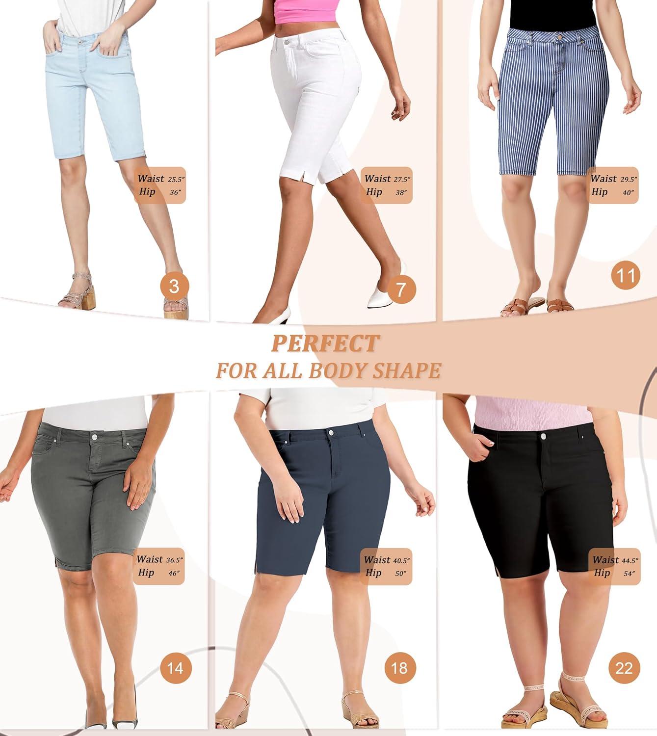 imageHybrid ampamp Company Womens Ultra Comfy Butt Lift Stretch Bermuda City ShortsBermudasuper Stretch Black