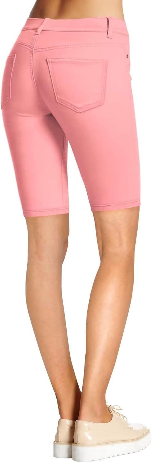 imageHybrid ampamp Company Womens Ultra Stretch Perfectly Shaping Mid Rise Skinny Bermuda Shorts with PocketsBermudablush