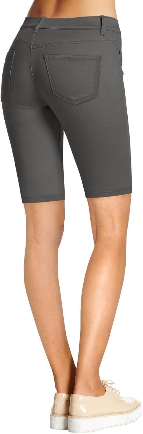 imageHybrid ampamp Company Womens Ultra Stretch Perfectly Shaping Mid Rise Skinny Bermuda Shorts with PocketsBermudacharcoal