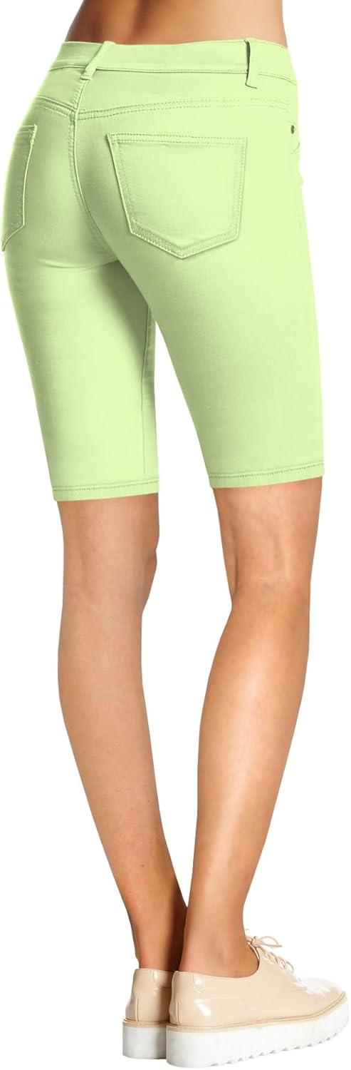 imageHybrid ampamp Company Womens Ultra Stretch Perfectly Shaping Mid Rise Skinny Bermuda Shorts with PocketsBermudalime