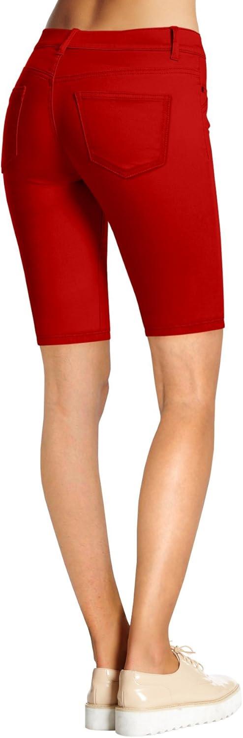 imageHybrid ampamp Company Womens Ultra Stretch Perfectly Shaping Mid Rise Skinny Bermuda Shorts with PocketsBermudared