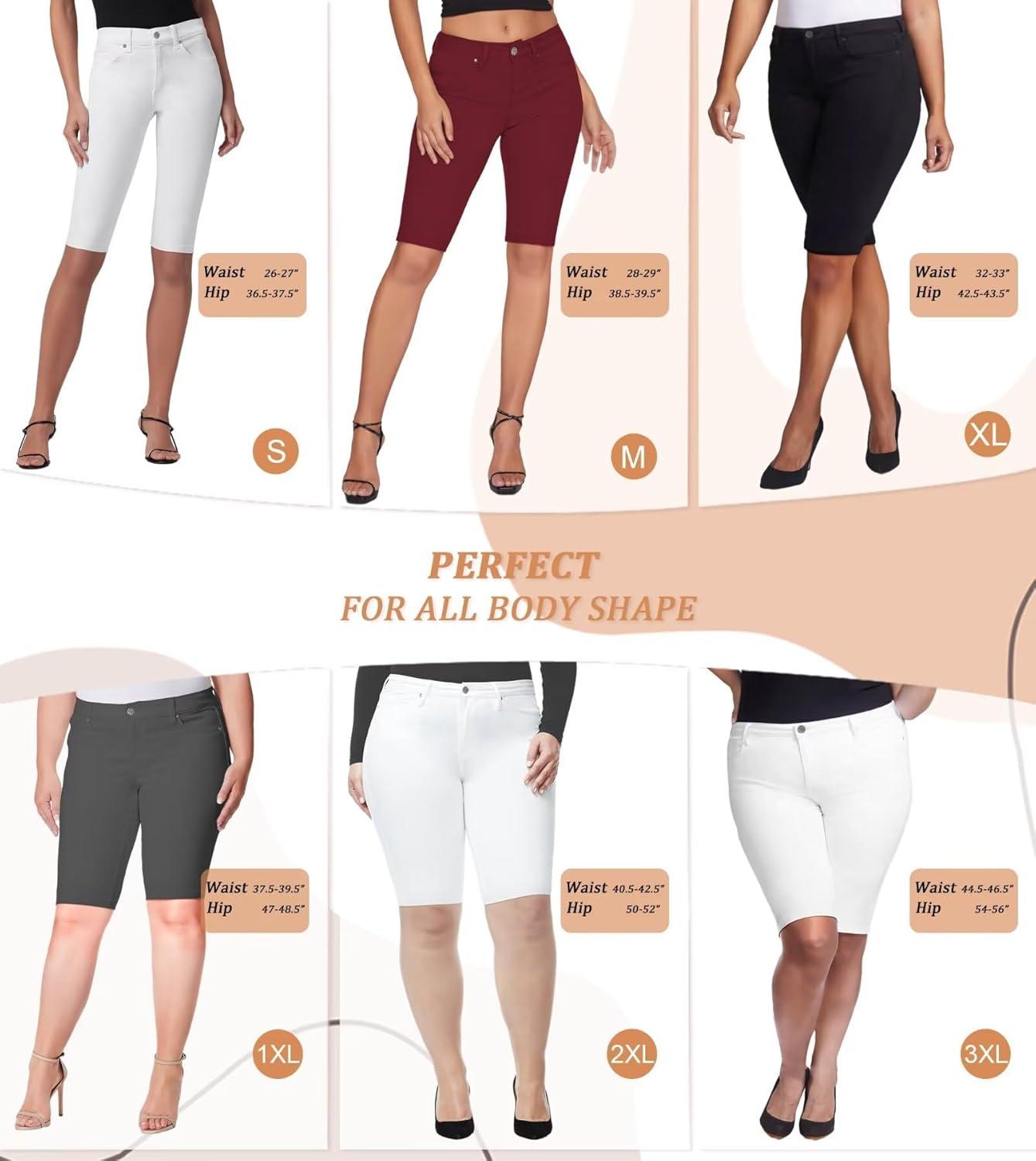 imageHybrid ampamp Company Womens Ultra Stretch Perfectly Shaping Mid Rise Skinny Bermuda Shorts with PocketsBermudateal