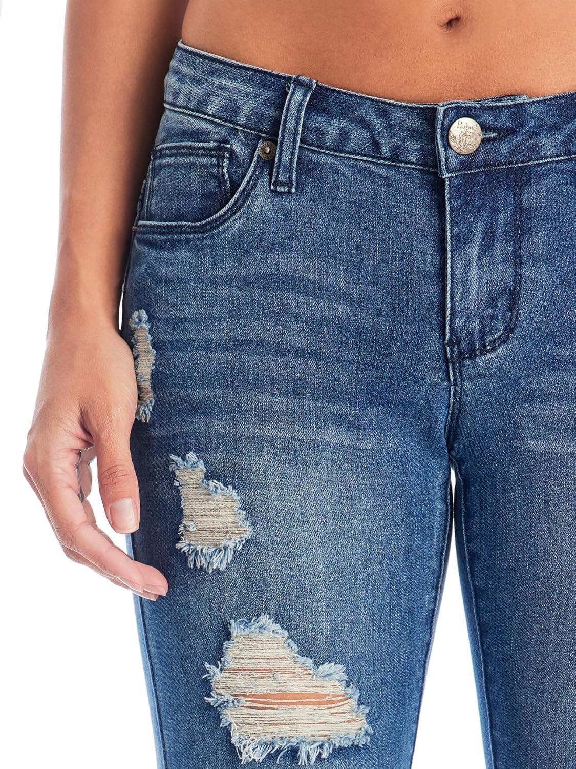 imageHybrid ampamp Company Womens Ultra Stretch Perfectly Shaping Mid Rise Skinny Bermuda Shorts with PocketsRippedmedium Was