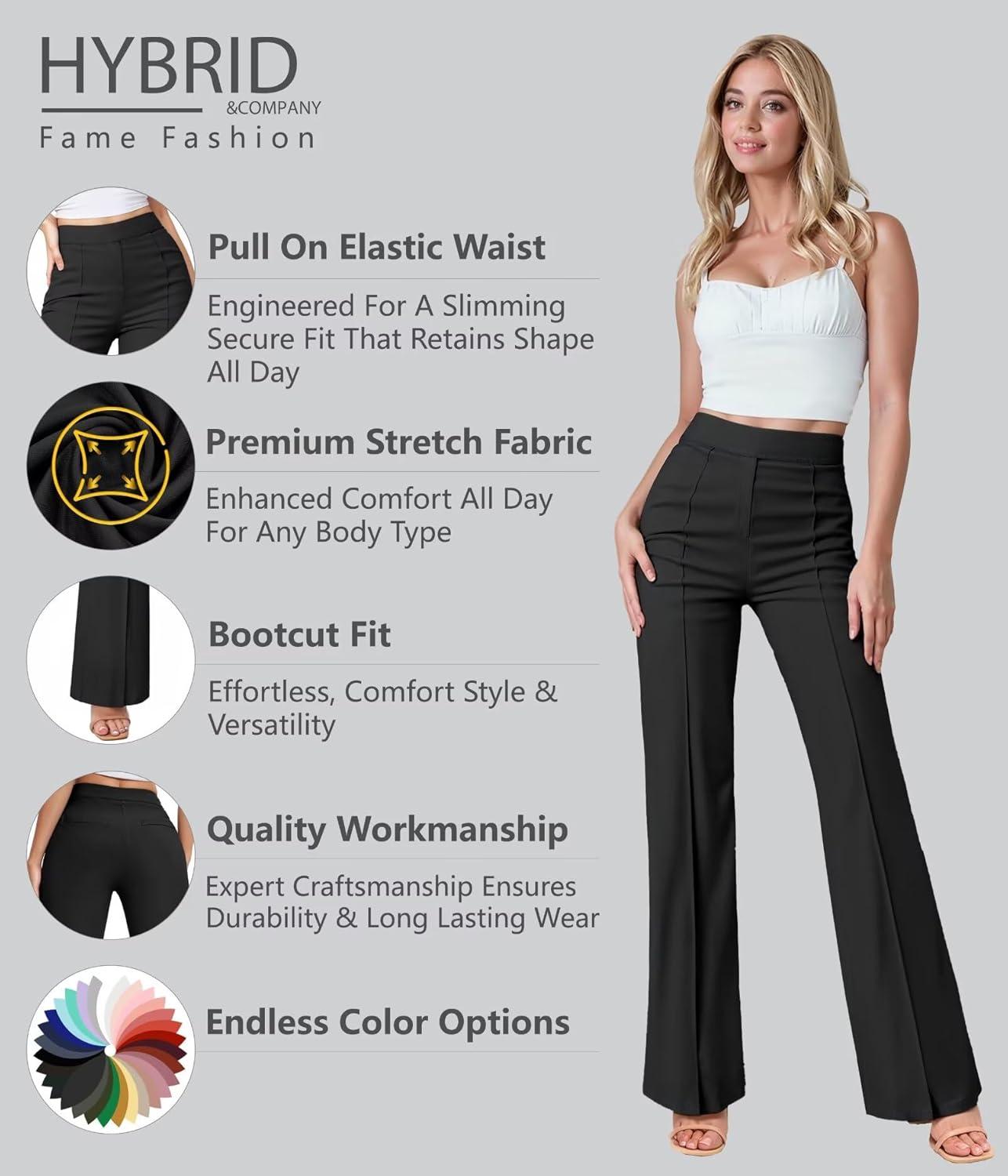 imageHybrid ampamp Company Womens Ultra Stretch Ponte Bootcut Dress Pants  Sleek Pintuck Pull On Faux Pockets Office ampamp CasualBlack