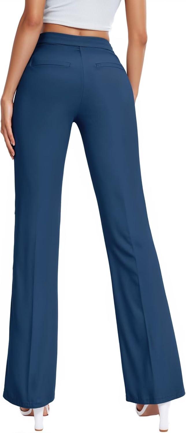 imageHybrid ampamp Company Womens Ultra Stretch Ponte Bootcut Dress Pants  Sleek Pintuck Pull On Faux Pockets Office ampamp CasualNavy